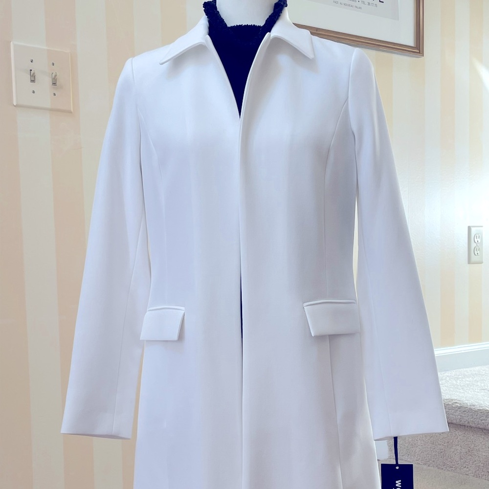 Stunning Optic White Worth Duster SZ P Spring Weight Coat. NWT